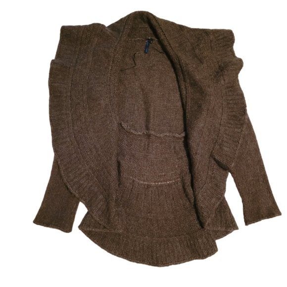 ARCHEOLOGIE Brown Mohair Blend Knit Open Granny Cardigan Sz 8 - Picture 6 of 8